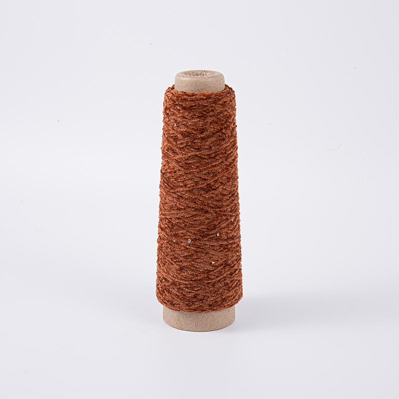 Jasnobrązowa przędza chenilli poliestrowa przędze Paillette